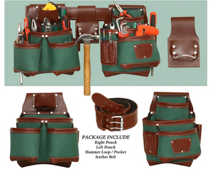 Customizable Heavy Duty Genuine Cowhide Leather <b>Tool</b> Belt Waist Wrapping <b>Kit</b> Multifunctional Double Side Support <b>Bag</b> <b>Tool</b> <b>Bags</b> - Product Image 3
