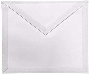 Masonic Blue Lodge Fellow Craft <b>Apron</b> with Rosettes MA022 Pocket at the rear Finest quality <b>white</b> watermarked ribbon - Product Image 3