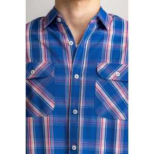 Blue <b>Pink</b> Checkered Casual <b>Shirt</b> 100% Cotton Poplin Chambray Linen Woven Fabric Striped Classic Breathable Formal MN-CS-SS24-107 - Product Image 6