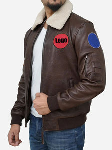 High Street Style Men'<b>s</b> Cow Skin Leather <b>Jacket</b> with Stand Collar Breathable Comfortable and Durable for Everyday Winter Fashion - Product Image 6