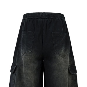 กางเกงยีนส์แบบผูกเชือกสำหรับผู้ชายสำหรับฤดูใบไม้ร่วงฤดูใบไม้ผลิกางเกงยีนส์ทรงตรงสไตล์ฮิปฮอปสีเข้มกลาง - Product Image 6