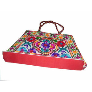 Sac à main en coton multicolore vibrant avec broderie Design d'art traditionnel Fermeture à glissière pour événements ethniques Festivals Fêtes - Product Image 2