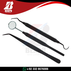 Kit de Exploración Dental de 3 Piezas con Recubrimiento de Titanio Negro, Kit Básico de Higiene Dental con Pinzas, Espejo y Explorador - Product Image 6