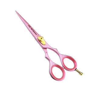 Ciseaux de coiffeur rose clair, élégants, en métal, acier inoxydable, écologiques, réutilisables, avec repose-doigts pour la coupe de cheveux - Product Image 1