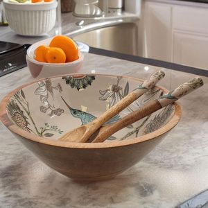 Rustic Handmade Wooden <b>Bowl</b> with Enamel Lining for Kitchen Kitchen <b>Serving</b> <b>Bowl</b> <b>Salad</b> <b>Bowl</b> Rice For Restaurant - Product Image 6