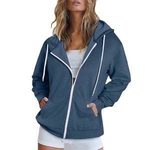 Blank Womens Cropped <b>Zip</b> Hoodie Sweatshirt Custom Logo <b>Hooded</b> Jacket OEM ODM Wholesale Clothing Supplier - Product Image 1
