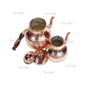 Copper <b>Water</b> <b>Kettle</b> With Wooden Handle Set Of Two Different Size Coffee <b>Kettle</b> For Home Tableware Use - Product Image 1