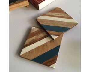 <b>Table</b> Decoration Acacia Wood <b>Epoxy</b> Resin Best Coaster Tabletop Acacia Wood Placemats Coaster for Drink for Office & Home - Product Image 5