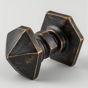 Perilla de puerta de diseño europeo negro elegante con forma desigual acabado liso artesanal hecho a mano para interiores decorativos de Villa Hotel - Product Image 3