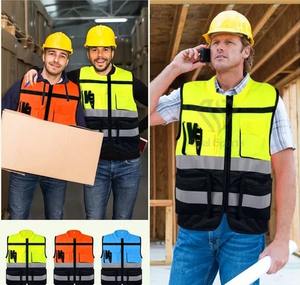 High Visibility Breathable <b>Reflective</b> Safety <b>Vest</b> with Pockets and LED Flash Customizable Logo Comfortable Workwear - Product Image 5