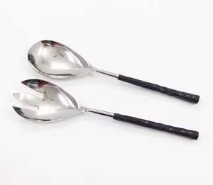 Ensemble de service à salade avec manche en acier inoxydable fait main ensemble de service à salade en métal en acier inoxydable grande cuillère et ensemble de serveur - Product Image 4