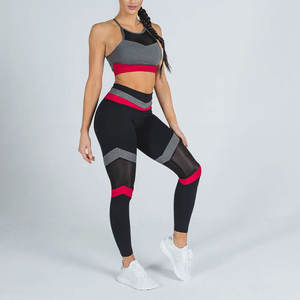 Leggings de yoga à taille élastique Ensemble de yoga sportif sans couture pour femmes Leggings de levage des fesses avec soutien-gorge de fitness Tenue d'entraînement à haute élasticité - Product Image 6