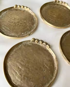 Nouveaux sous-verres ronds en métal plaqué or écologiques classiques, accessoires de décoration pour la maison et le bureau, Impex - Product Image 5