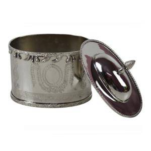 Simple Design Tea Caddy Round Turkish Container with Silver Plated Shiny Finishing Container caddy High Quality <b>Cookies</b> <b>Jar</b> - Product Image 3