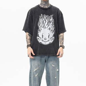 Bold Street Style algodón personalizado hombres impreso camiseta Vintage ácido lavado diseño Casual hombres impreso camiseta - Product Image 2