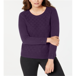 Pull en tricot torsadé style coréen pour femme Karen Scott, violet, avec logo frontal, respirant, tissé, pour l'automne/hiver, taille L - Product Image 1