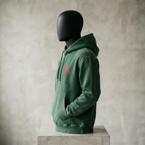 Mayra Men Dark Green Washed Pullover <b>Hoodie</b> <b>Red</b> Logo Fleece Sweatshirt Streetwear Casual Hooded Top Custom Wholesale OEM Apparel - Product Image 2