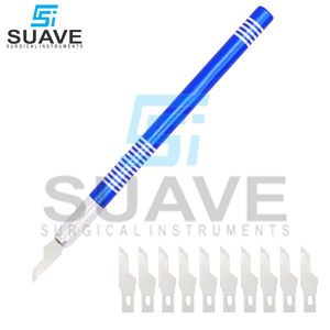 Poignées et lames de scalpel antidérapantes en acier inoxydable de couleur bleue de meilleur fournisseur par SUAVE SURGICAL INSTRUMENTS - Product Image 4