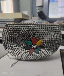 Bolso de mano de noche de boda para mujer, gran oferta 2022, bolso de mano ligero de noche de Metal con forma de panal metálico plateado, hecho a mano a la moda - Product Image 4