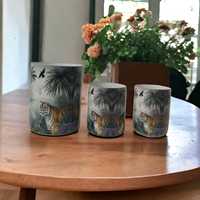 Jars à bougies en verre soufflé à motif tigre personnalisé, faits à la main, résistants à la chaleur, élégants, vides, pour la décoration de Pâques, en métal