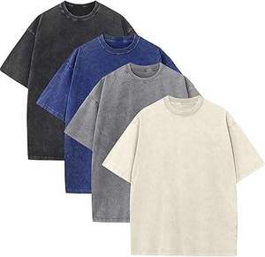 Camiseta Básica con Cuello Redondo y Lavado Ácido Personalizada para Hombre, 100% Algodón, Talla Grande, Estampado en Serigrafía, Estilo Urbano, Tejida - Product Image 6