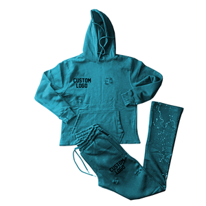 Ensemble survêtement décontracté pour homme, style streetwear, sweat-shirt à capuche surdimensionné et pantalon de survêtement en coton 100% respirant, avec fermeture éclair - Product Image 5