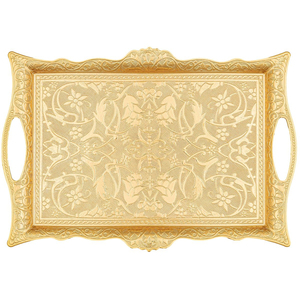 Handcrafted <b>Moroccan</b> Silver Plated Brass Serving Tea Tray Round Oriental Decorative <b>Plate</b> With Intricate Geometric Engravings - Product Image 4
