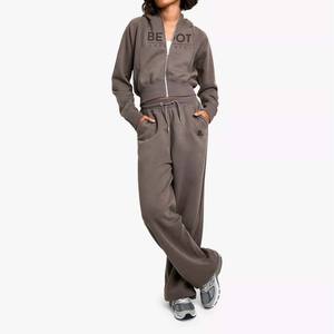 Logo Vintage Acid Wash Retailer 2 en 1 Sweat à capuche zippé d'hiver lourd pour femme 100% coton - Product Image 2