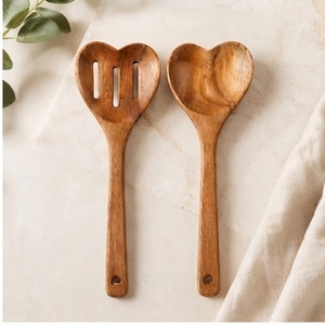 Ensemble de cuillères en bois de manguier à long manche, faites à la main, finition miroir, design minimaliste, écologiques, non toxiques, compatibles lave-vaisselle, pour servir les aliments - Product Image 2