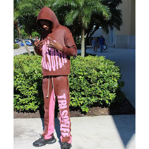 รับผลิตเสื้อฮู้ดดี้ผ้าฝ้ายเนื้อหนาคุณภาพสูง พร้อมปักโลโก้ตามแบบที่ต้องการ ขายส่ง OEM ชุดวอร์มกางเกงขายาวและเสื้อฮู้ดสำหรับผู้ชาย - Product Image 4