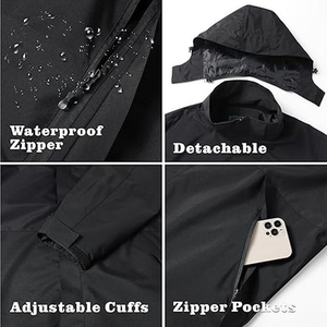Chaqueta Cortavientos Técnica Impermeable para Hombre, Chaqueta de Lluvia Plegable para Senderismo - Product Image 4