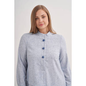 Túnica Transpirable con Cuello Mandarín Bordado para Mujer de Oficina, Vestido Casual hasta la Rodilla con Cierres y Detalles Calados, Talla XS - Product Image 4