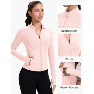 Veste légère et extensible pour femmes, haut de yoga athlétique, doux, fermeture éclair intégrale, vêtements d'entraînement confortables, mélange de nylon et d'élasthanne - Product Image 4