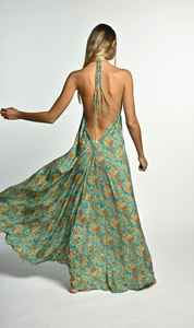 Impresionante Vestido de Verano de la Mejor Calidad, Hecho a Mano, 100% Algodón Orgánico, con Tirantes Finos de Encaje, Sin Mangas, Espalda Descubierta, Largo hasta el Suelo, con Botones Naturales - Product Image 5