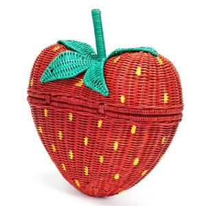 Sac à main en forme de cœur en rotin tissé à la main au design unique vente en gros de nouveaux sacs à main rouges à la fraise - Product Image 3