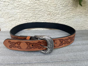 Ceintures en cuir usinées à la main populaires nouveauté ceinture à boucle en cuir élégant Offre Spéciale ceintures faites à la main couleur marron - Product Image 4