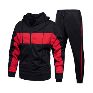 Ensemble de survêtement d'hiver pour homme personnalisé, manches longues, uni, fermeture éclair, sweat-shirt, pantalon de jogging, tenue de sport 2 pièces, tenue de sport, course à pied, entraînement - Product Image 1