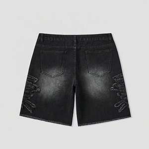 กางเกงยีนส์ขาสั้นผู้ชายทรงหลวมผ้ายีนส์ปักลายด้วยพลอยเทียมสำหรับฤดูร้อนตามสั่ง - Product Image 2