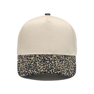 Casquettes de baseball snapback à visière personnalisée à 5 panneaux, motif camouflage léopard bicolore et feuilles, style camionneur - Product Image 6
