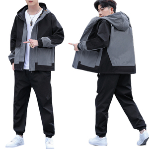 Chándal de poliéster para hombre, conjunto de dos piezas, chaquetas con capucha y pantalones Harlan de Hip-Hop, ropa deportiva - Product Image 1