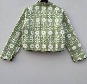 Chaqueta de bombardero acolchada de algodón hecha a mano para mujer, bordado acolchado, cuello levantado, transpirable, informal, ropa de invierno, cómodo, corto - Product Image 5