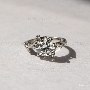 เครื่องประดับแฟชั่นวินเทจของผู้หญิงมาใหม่แหวนหมั้นเงินสเตอลิง925การตั้งค่าใบเถาประดับเพชรปลูกในห้องปฏิบัติการ IGI - Product Image 3