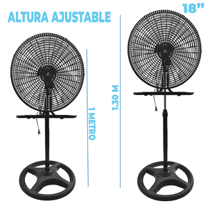Ventilatore Elettrico da Pavimento o da Parete da 18 Pollici con Pale Metalliche Aerodinamiche, 3 Velocità, Griglia in Plastica e Telecomando - Product Image 6