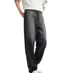 Alta calidad de algodón Vintage Denim Straight Fit Casual hombres pantalones al por mayor lavado azul Jeans cintura media de punto personalizable - Product Image 4