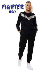 Point contrasté, poignets côtelés, poches latérales, veste à fermeture éclair, pantalon de survêtement, ensemble décontracté, grande taille, haute qualité, - Product Image 5