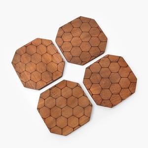 Sous-verres isolés 3D créatifs en bois massif avec service à thé en résine sur mesure pour eau chaude et tapis de tasse à thé - Product Image 3