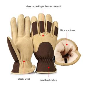 Gants en cuir pour homme et femme, motocross, motard, hiver, thermiques, écran tactile, extérieur, VTT, cyclisme, conduite, sport, doigts complets - Product Image 5