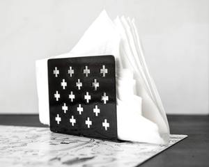 Stylish Black Finished With Plus Cutwork Design <b>Napkin</b> <b>Holder</b> For Dining Table Countertop And Everyday Table Organization - Product Image 2