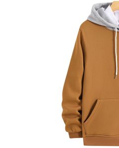 Sudadera con Capucha Unisex Informal y Cálida en Contraste Marrón y Gris con Cordones Blancos y Bolsillo Tipo Canguro para Invierno - Product Image 2