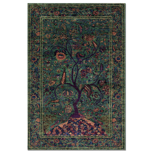 AKPS-13019 Alfombra Moderna de Seda Anudada a Mano con Diseño Floral Verde, Alfombra Rectangular de Viscosa, Poliéster y Nailon para el Hogar, con Técnicas de Tufting y Estampado - Product Image 1